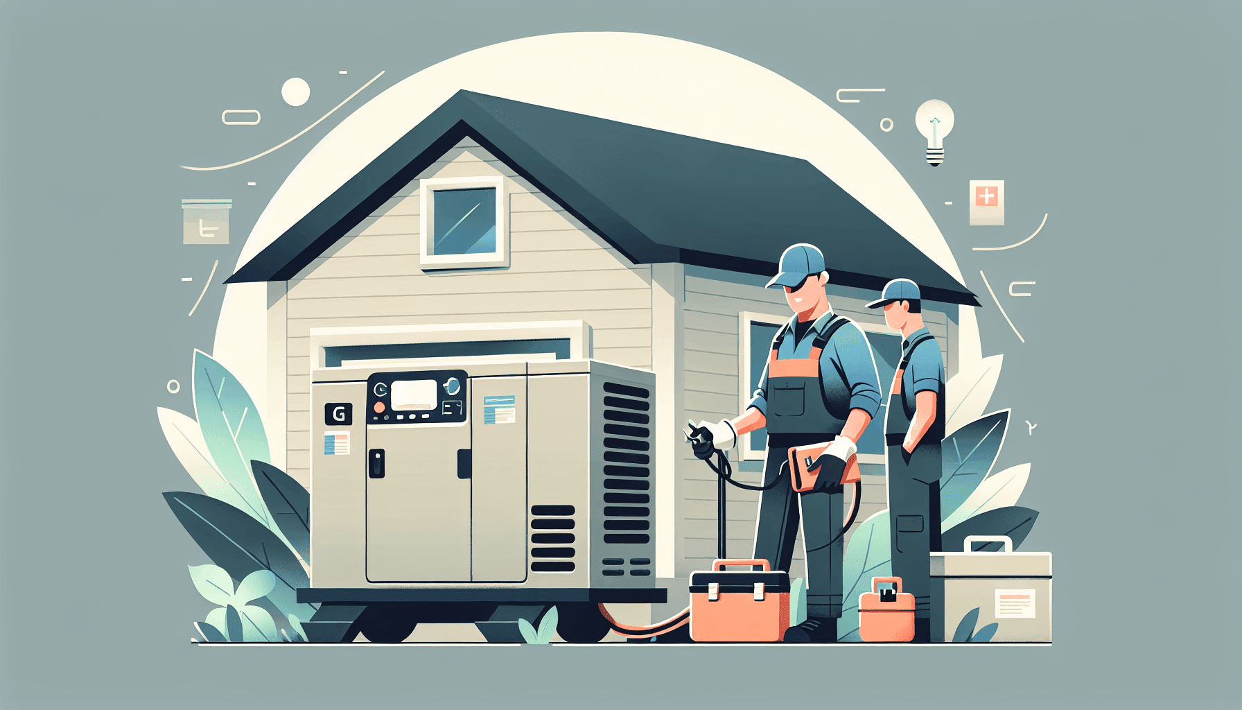 Technician performing generator maintenance