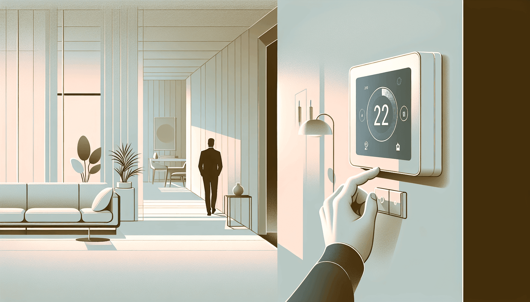 Smart thermostat installed in modern home